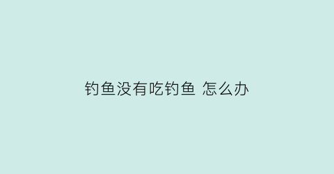 钓鱼没有吃钓鱼怎么办(钓鱼没鱼吃饵是什么情况)